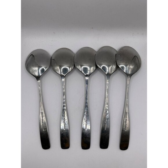Oneida Village Common Stainless Steel Soup Spoons Set Of 5 Glossy Finish - Picture 5 of 6